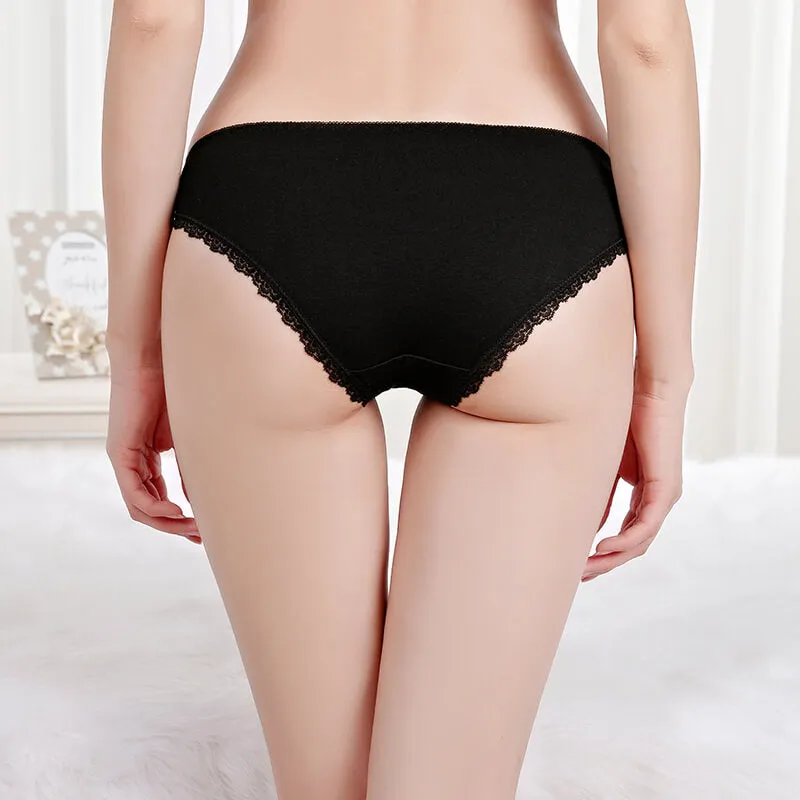 24 X Womens Solid Soft Lace Briefs Undies Sexy Underwear With Bow