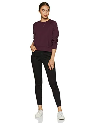 Amazon Brand - Symbol Women's Cotton Blend Crew Neck Sweatshirt (AW18WNSSW03_Potent Purple_Large_Purple_L)