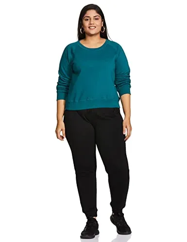 Amazon Brand - Symbol Women's Regular Cotton Blend Crew Neck Sweatshirt (AW18WNSSW03_Forest Green_Medium_Forest Green_M)