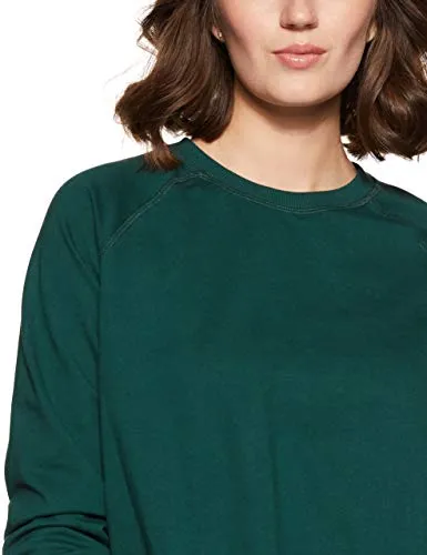 Amazon Brand - Symbol Women's Regular Cotton Blend Crew Neck Sweatshirt (AW18WNSSW03_Forest Green_Medium_Forest Green_M)