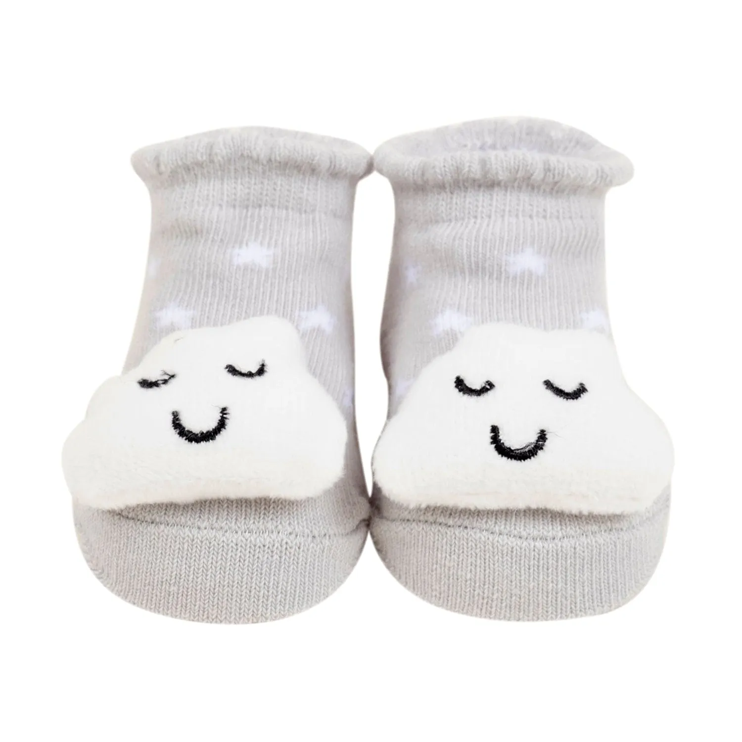 Baby Moo 3D Sleepy Star Cotton Ankle Length Fancy Infant Gift Set of 2 Socks Booties - Grey, Pink