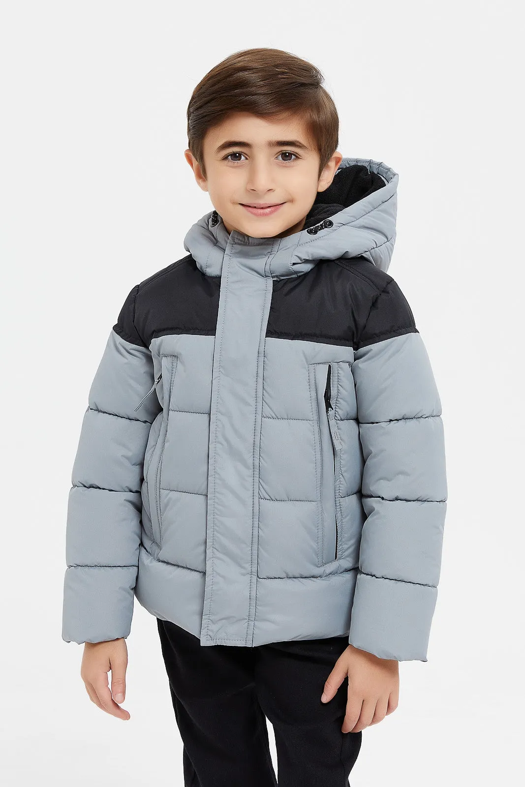 Boys Grey Fleece Lining Jacket