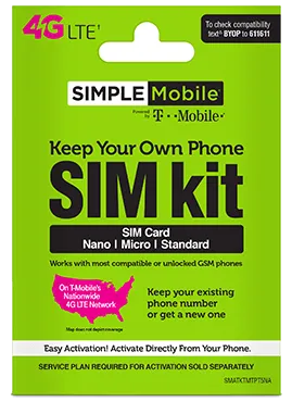 BYOP = Simple Mobile 2 Lines Family $75 Unlimited Everything Plan   5GB Hotspot   2 Sim Card   2 New Number