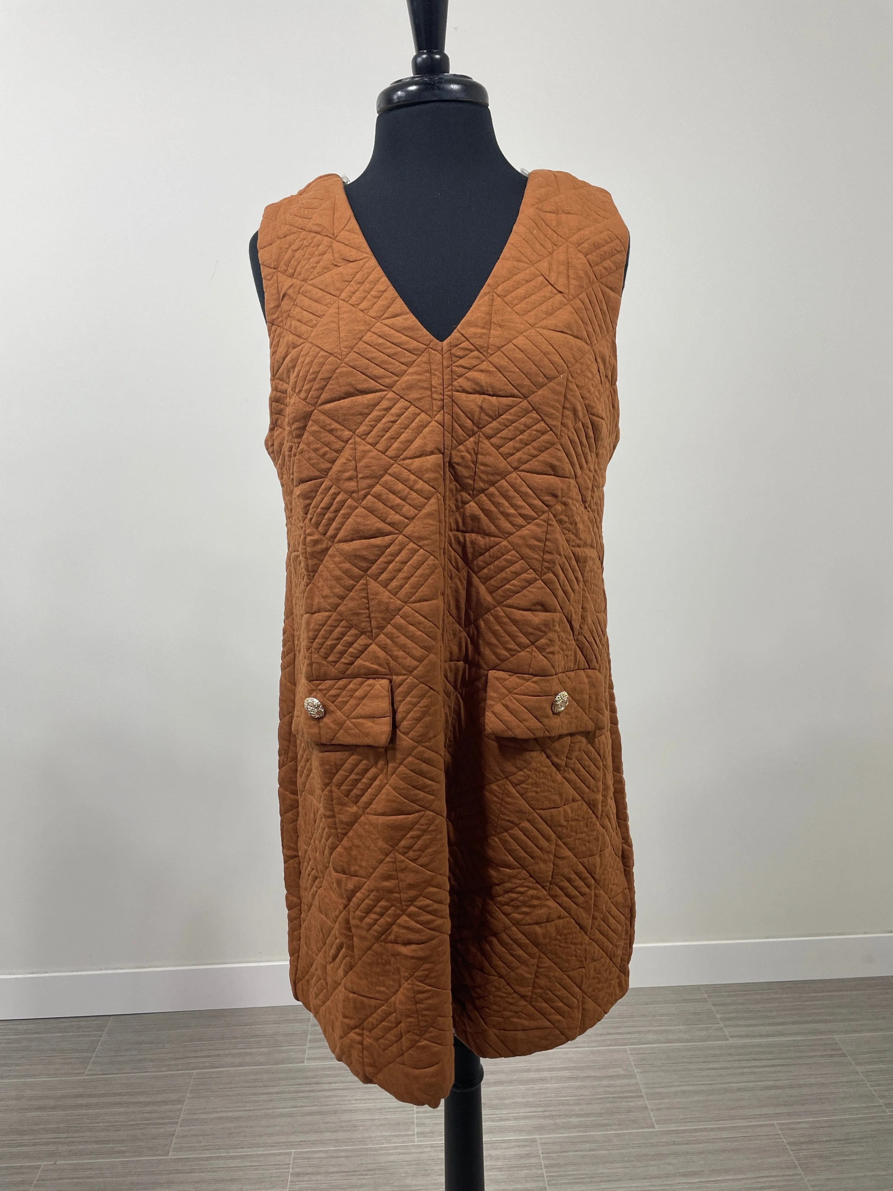 Camel Quilted Dress