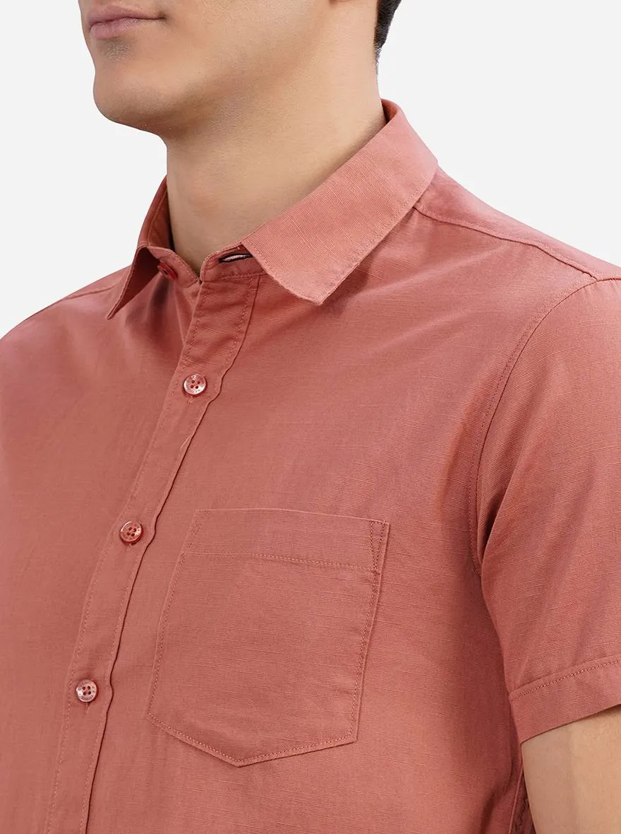 Canyon Clay Solid Slim Fit Semi Casual Shirt | Greenfibre