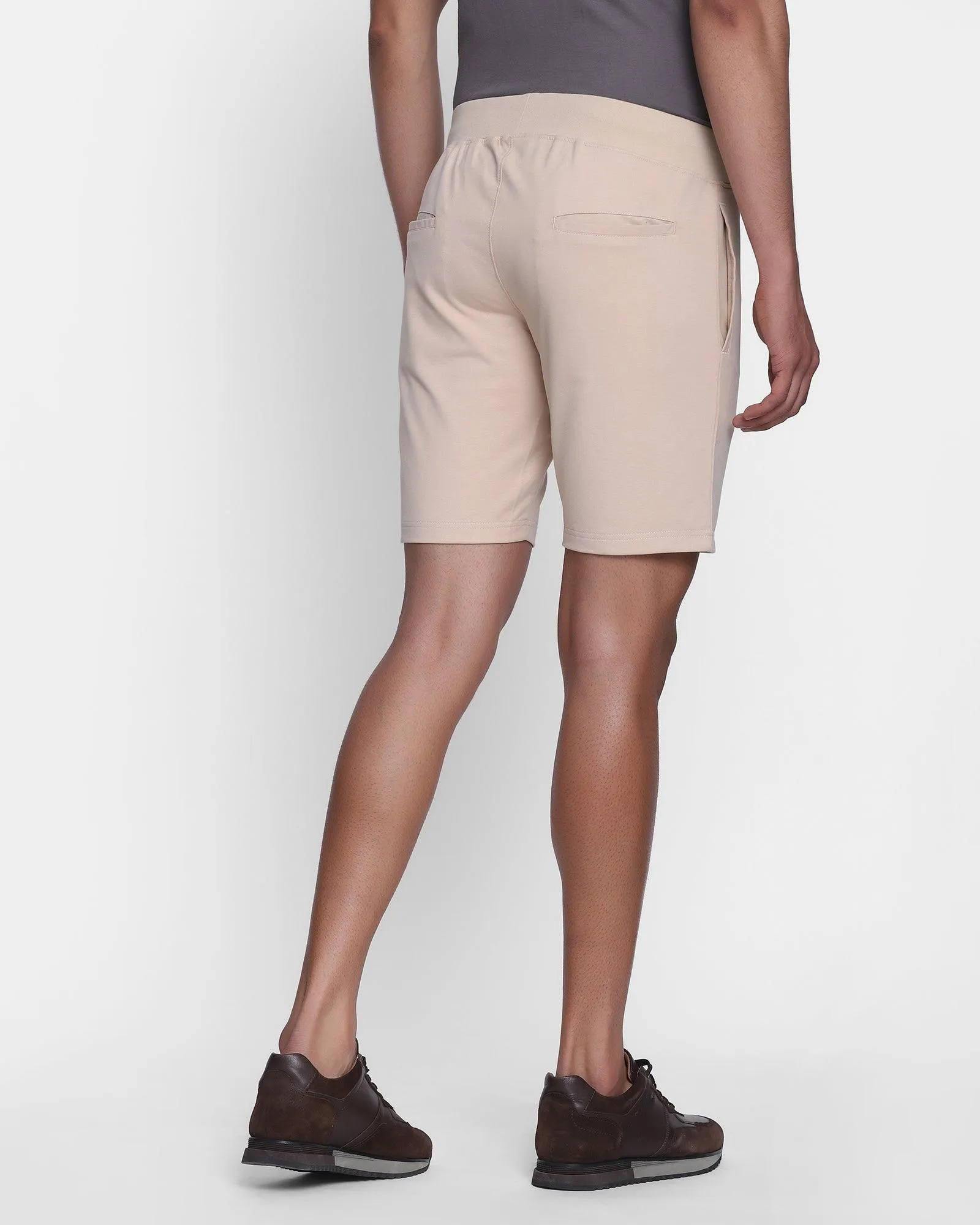 Casual Beige Solid Shorts - Eve