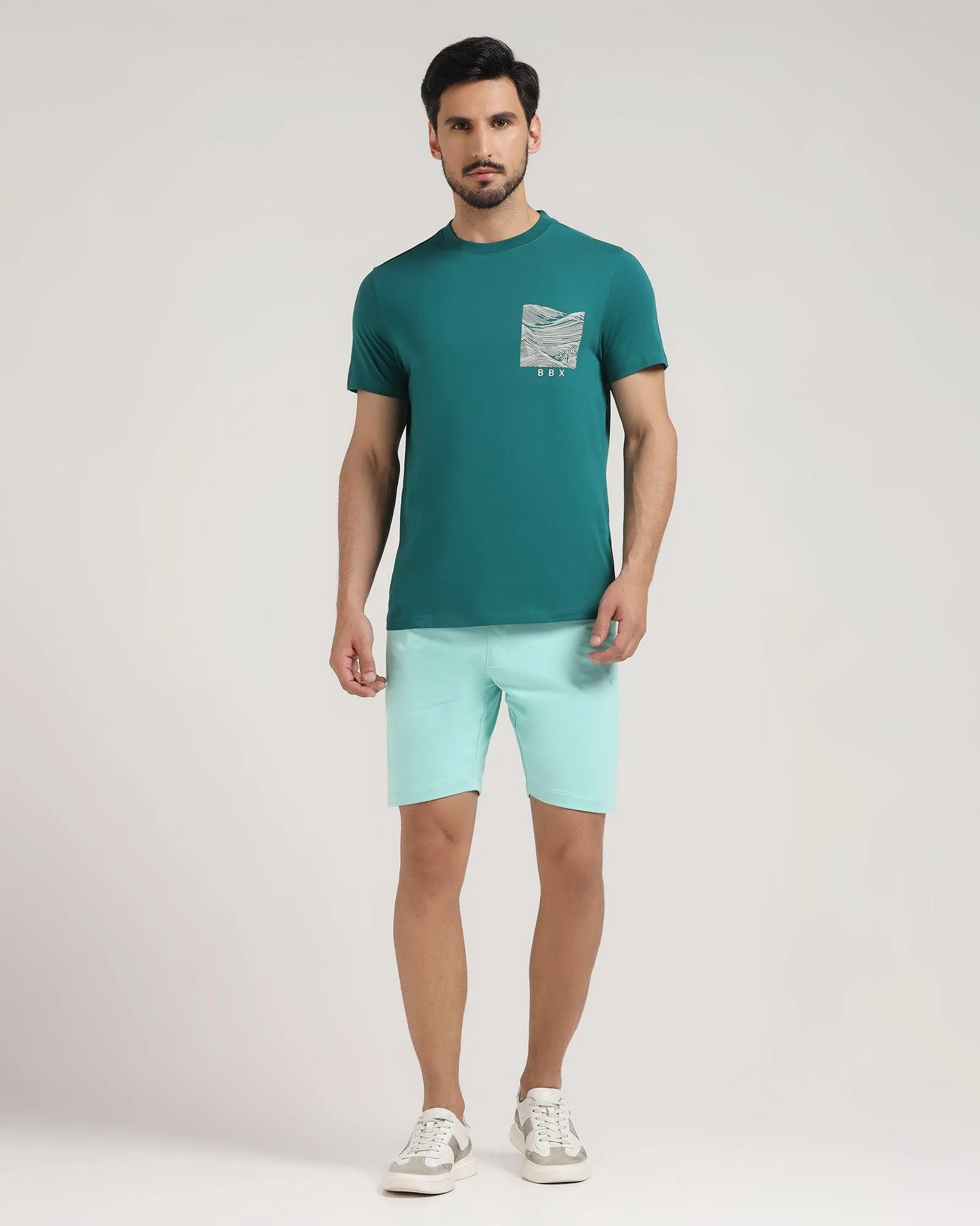 Casual Sea Green Solid Shorts - Liam