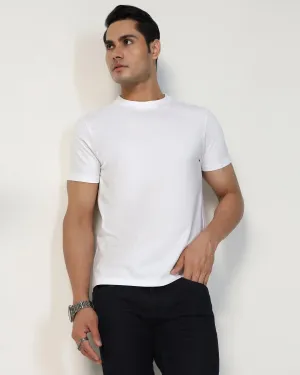 Crew Neck White Solid T-Shirt - Noah