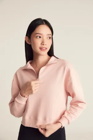 Effortless Half Zip in Dusty Rose