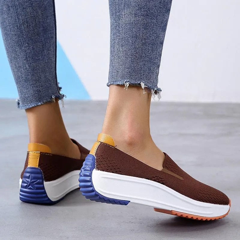 Fly weaving comfortable casual slip on women's shoes