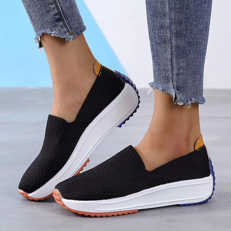 Fly weaving comfortable casual slip on women's shoes