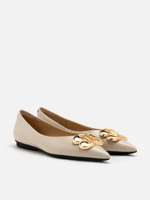 Grady Gold Buckle Point-Toe Flats