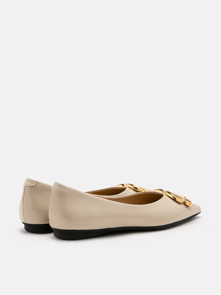 Grady Gold Buckle Point-Toe Flats