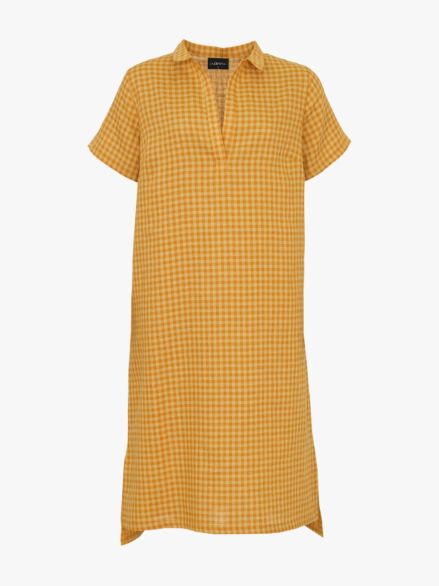 Harper Linen Dress Gingham Orange