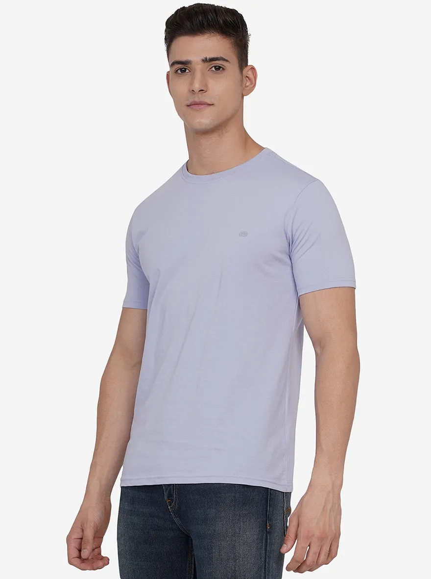 Ice Blue Solid Slim Fit T-Shirt | JadeBlue