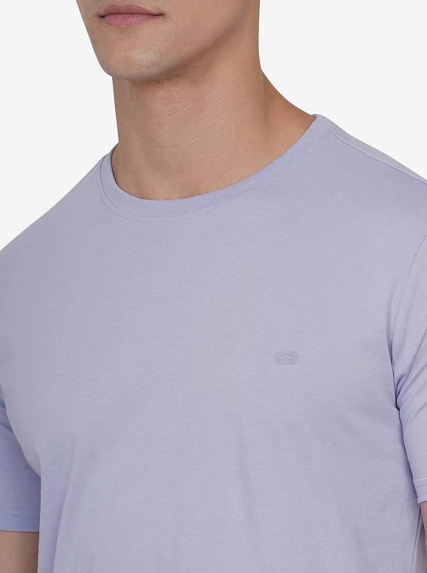 Ice Blue Solid Slim Fit T-Shirt | JadeBlue