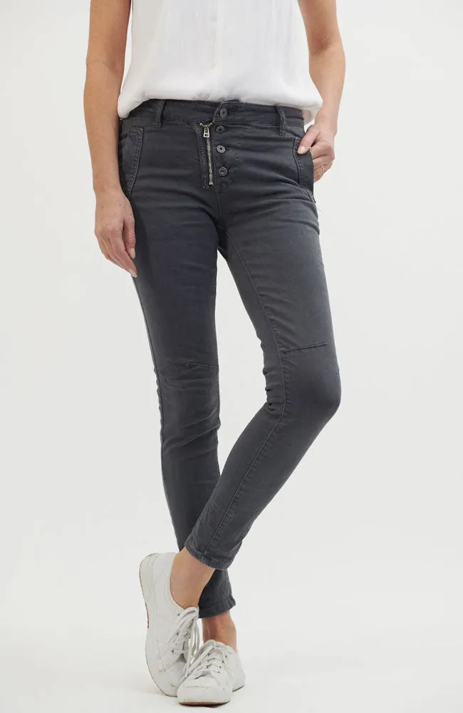 Italian Star Button Jeans - Coal