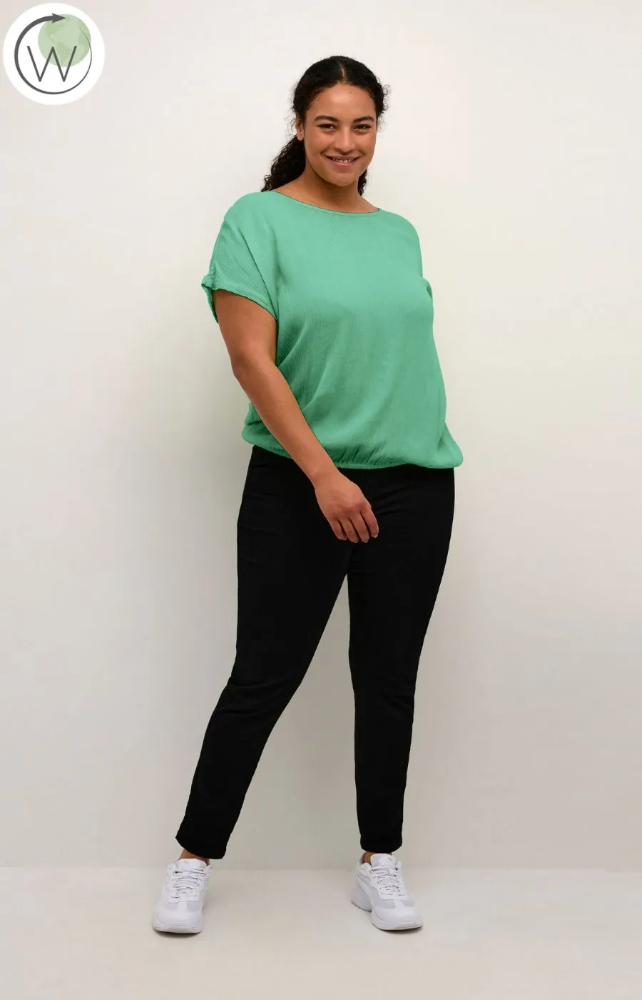 Kaffe Stanley Short Sleeve Blouse in Green