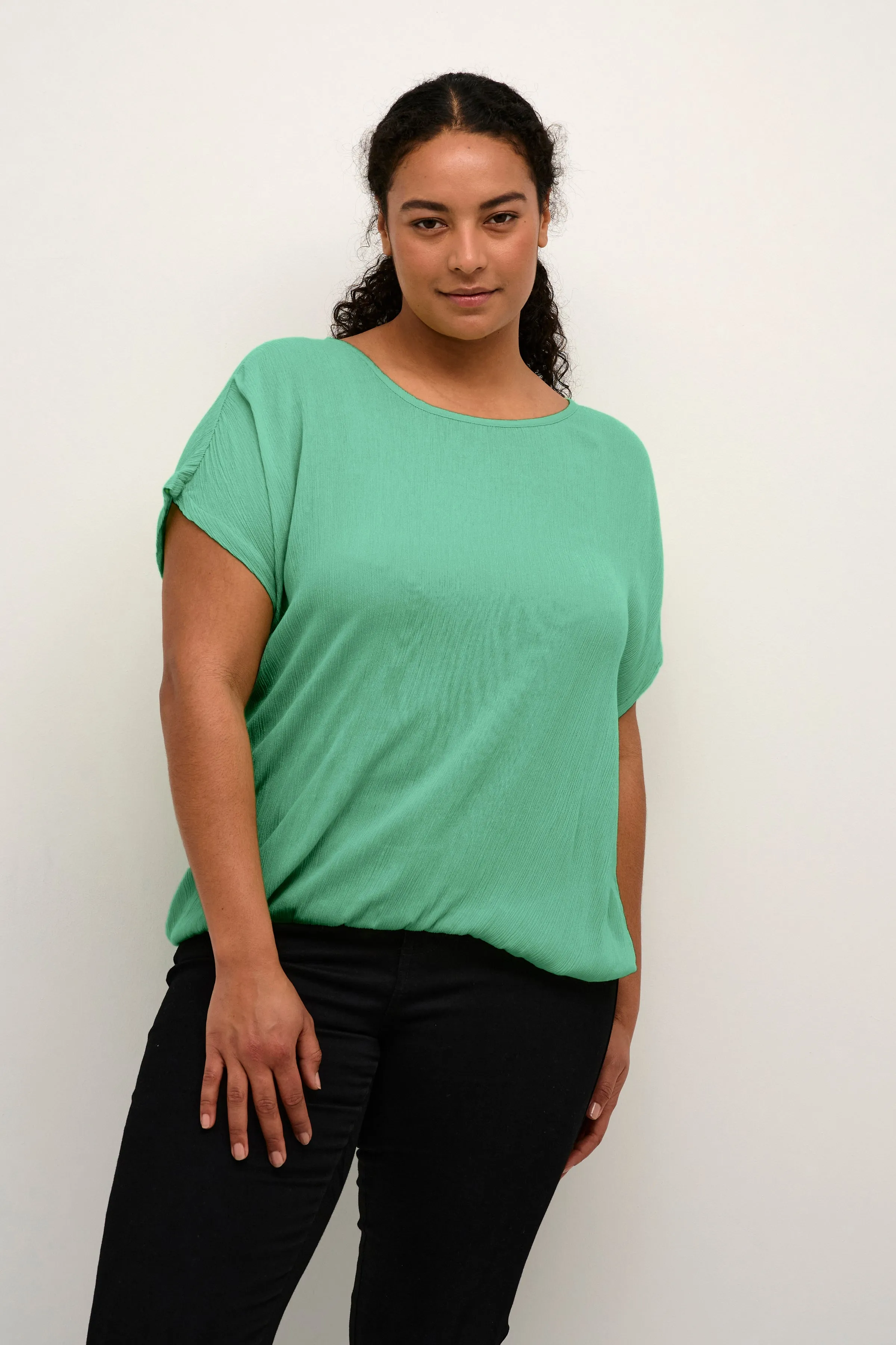 Kaffe Stanley Short Sleeve Blouse in Green