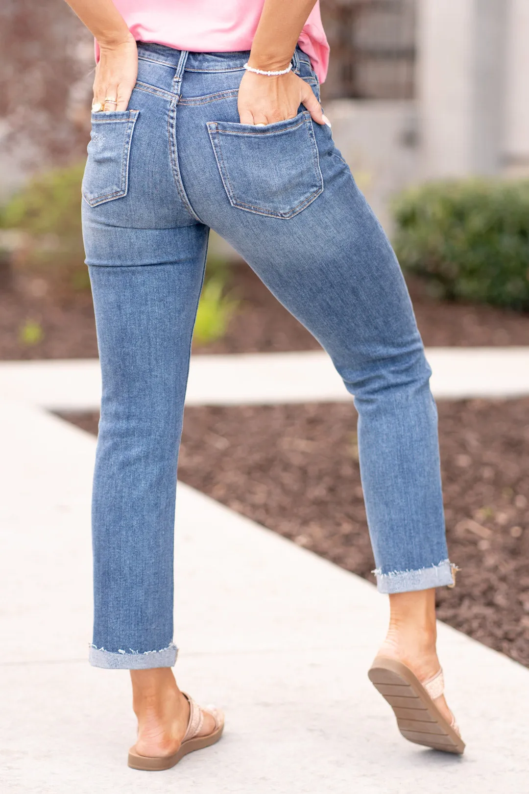 Lazy Afternoons Button Fly Cropped Bootcut Jeans Regular & Plus Sizes