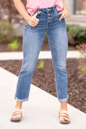 Lazy Afternoons Button Fly Cropped Bootcut Jeans Regular & Plus Sizes