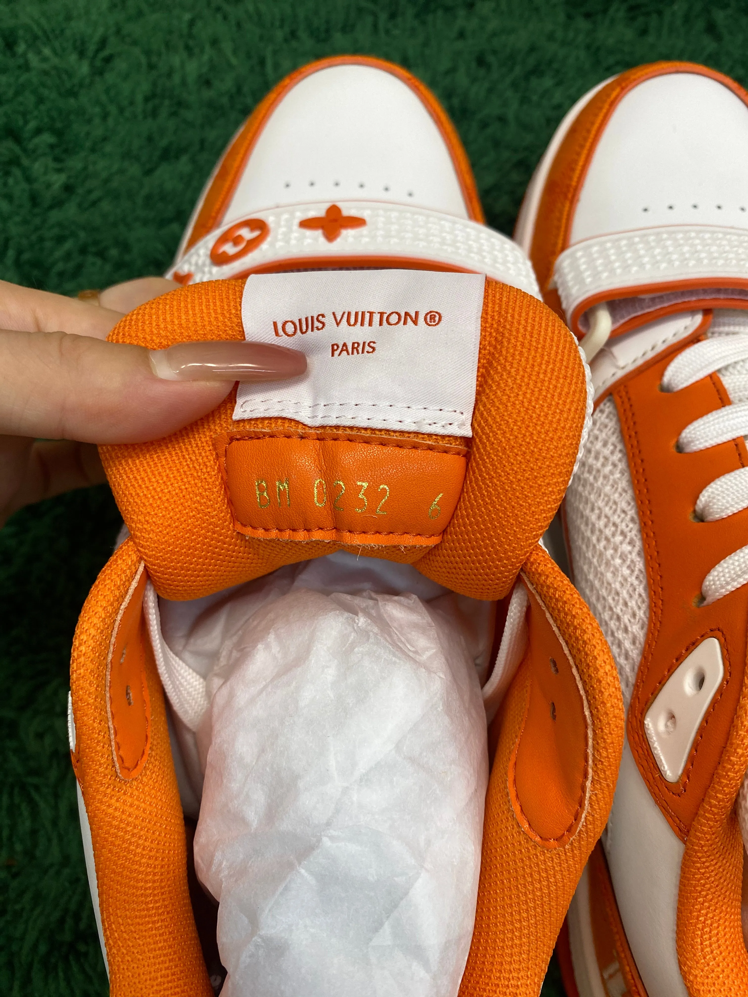 Louis Vuitton LV Trainer Denim Orange Mesh Sneaker