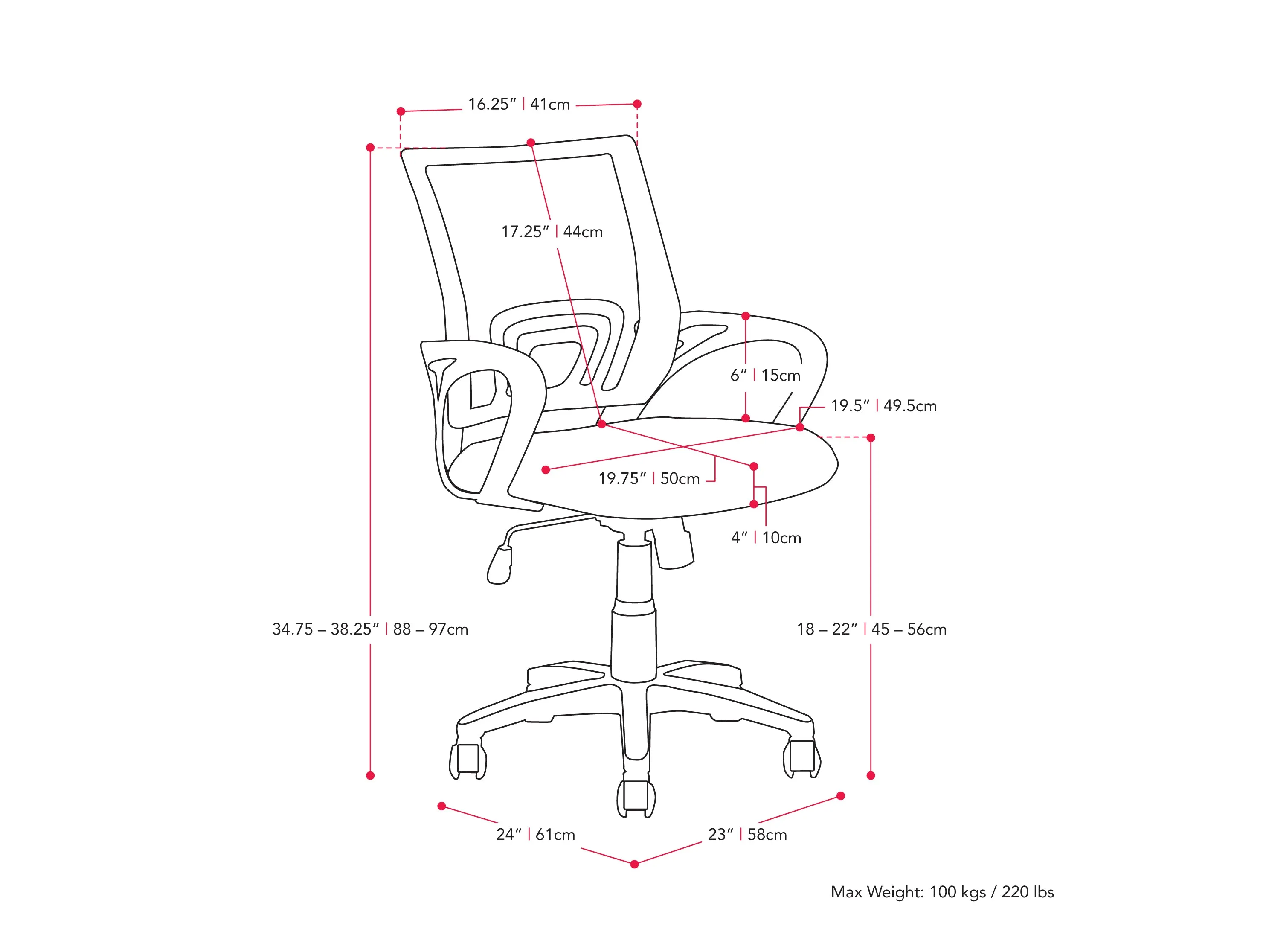 Maroon Mesh Back Office Chair