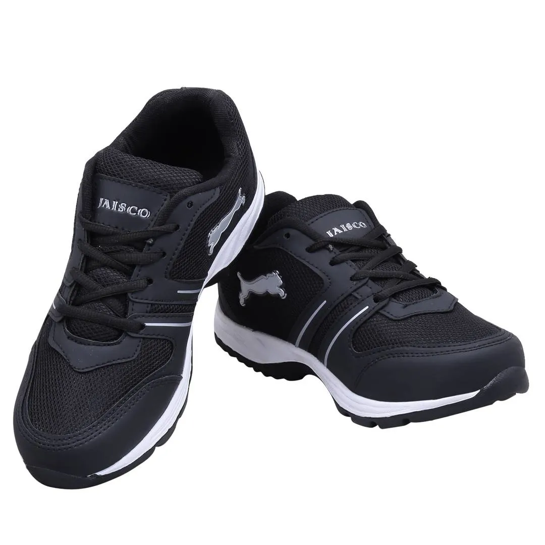 Men Sport Black Silver Self Design Running Shoes