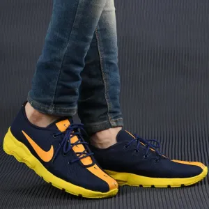 Men's Breathable Mesh Blue Yellow Running Sport Shoes