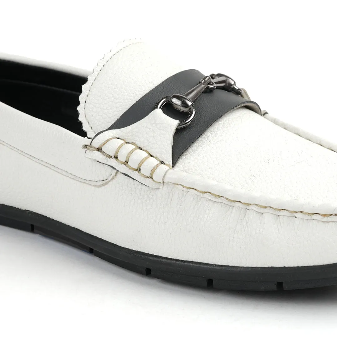 Monkstory Horse-bit Driving Shoes - White