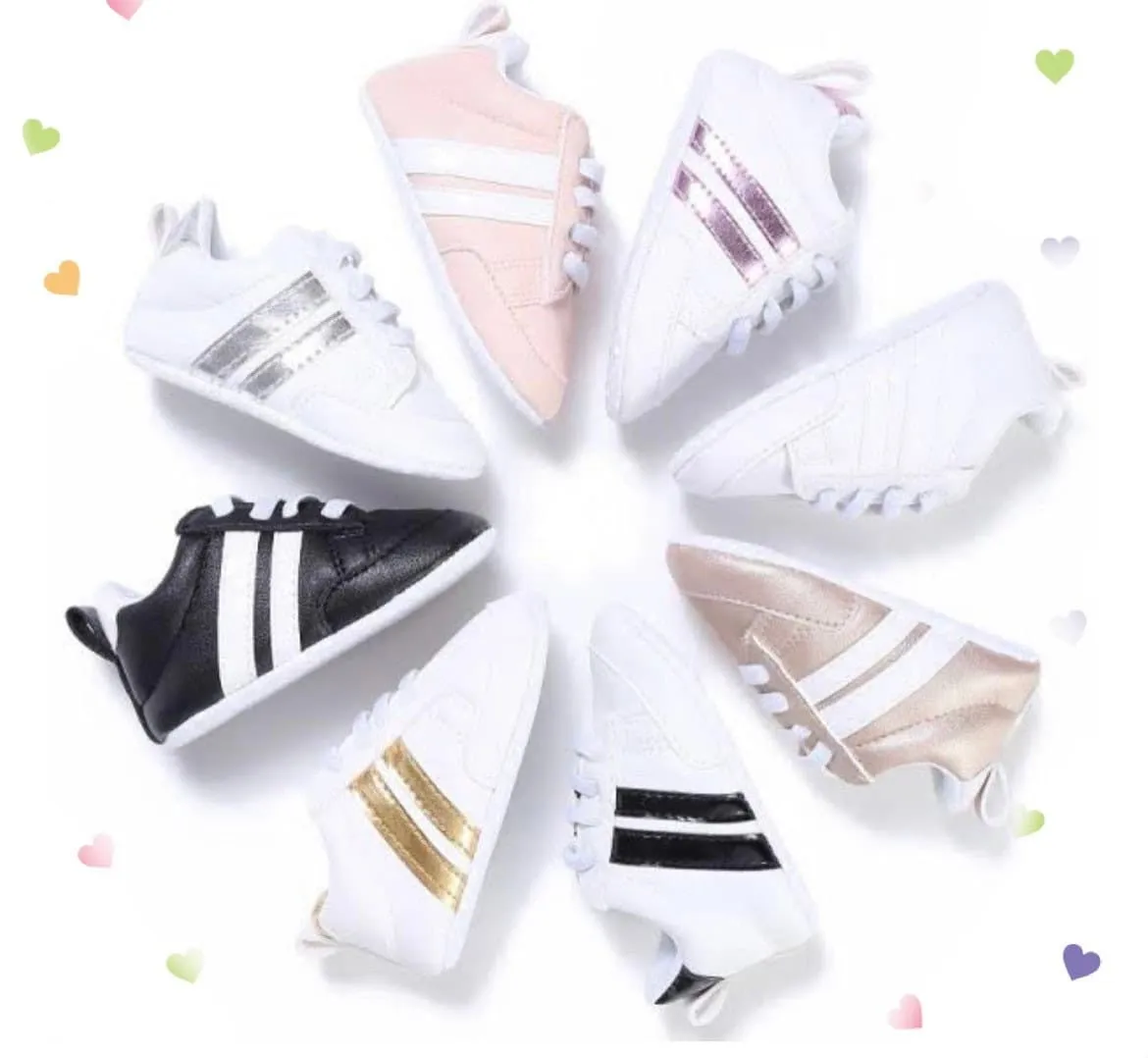 Razz Baby sneakers - 2 stripes on Vegan Leather - First Walker Shoes