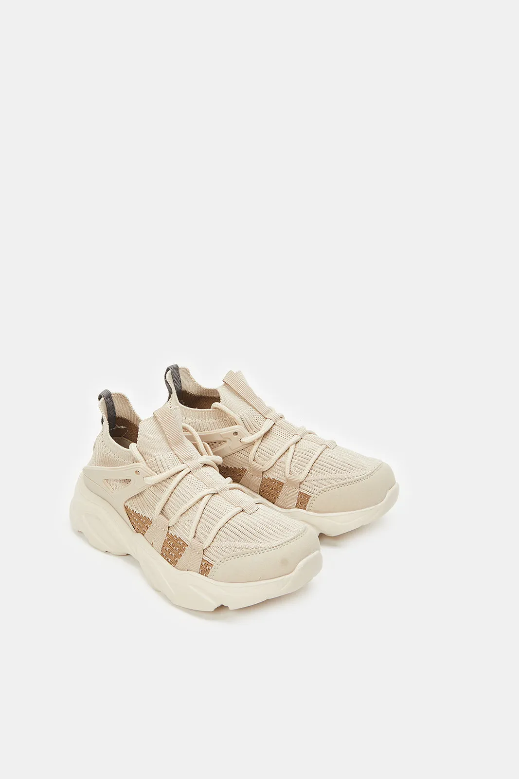 Senior Boys Beige Chunky Trainer