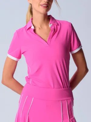 Short Sleeve Polo Shirt In Hot Pink