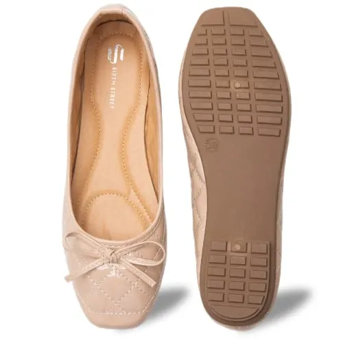 Sixth Street Women's Casual Comfortable and Lightweight Ballerina Ballet Flats - Beige- (Size-36) - SXT 029