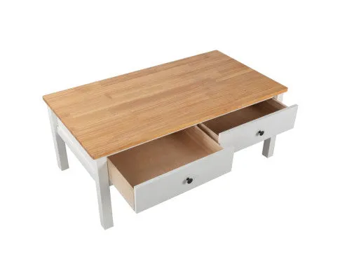 Sleek Natural Wood Rectangle Coffee Table