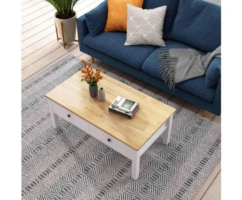 Sleek Natural Wood Rectangle Coffee Table