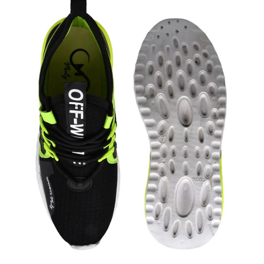 Stylish Green Mesh Self Design Sports Shoes For Men