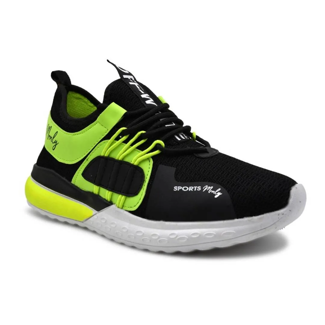 Stylish Green Mesh Self Design Sports Shoes For Men