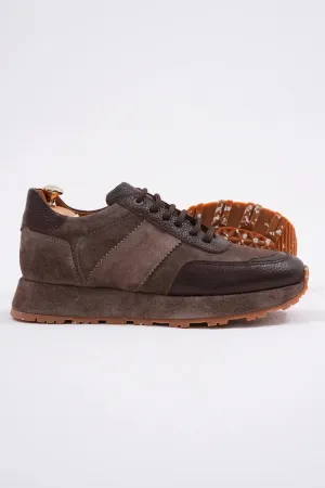 Suede Brown Leather Sneakers.