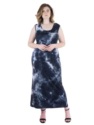 Tie Dye Fitted Razorback Plus Sie Maxi Dress