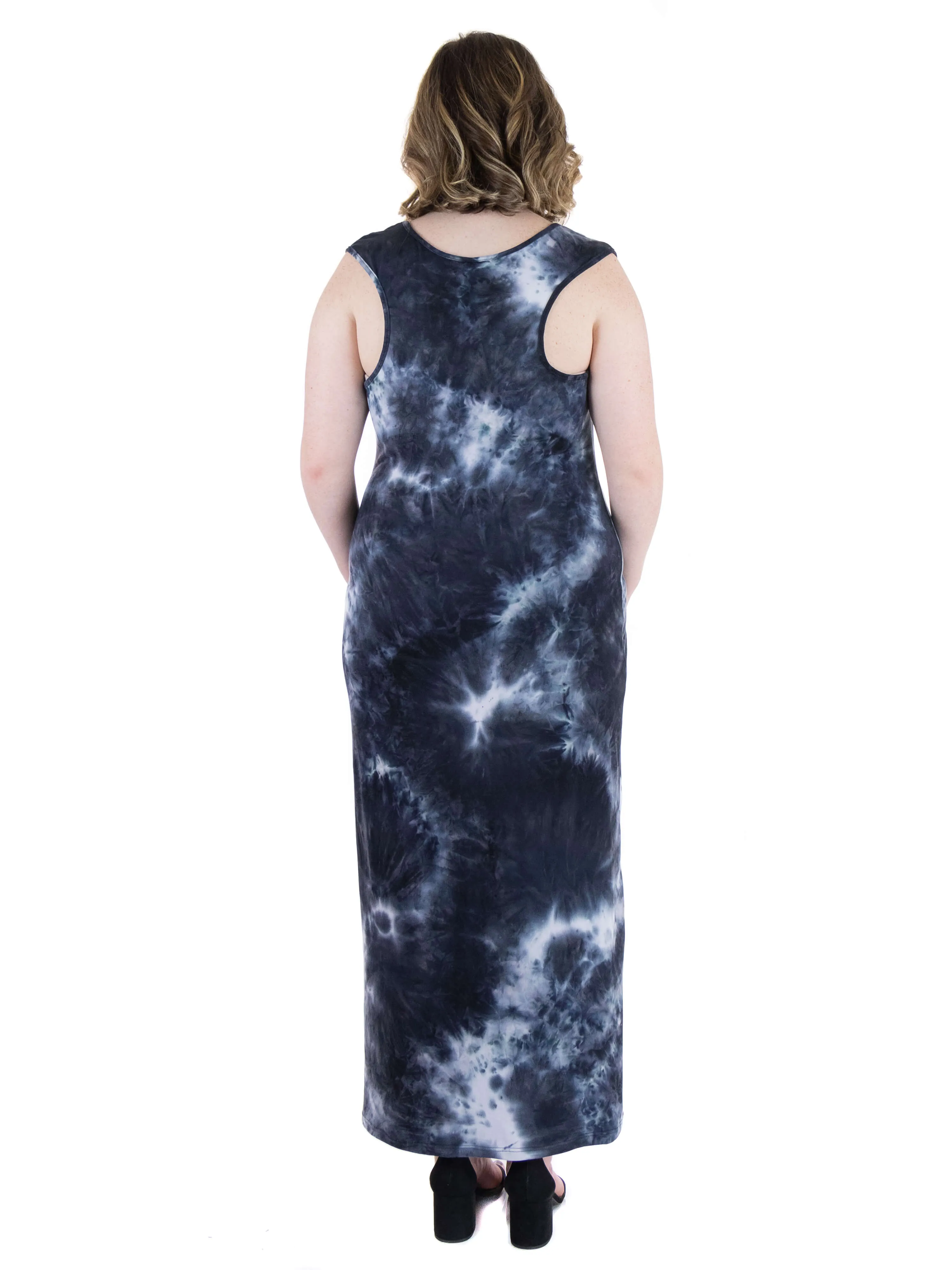 Tie Dye Fitted Razorback Plus Sie Maxi Dress