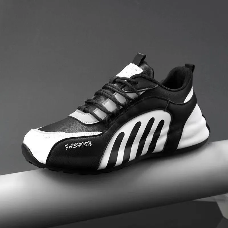 Trendy hand-wrapped sole breathable leather sneakers