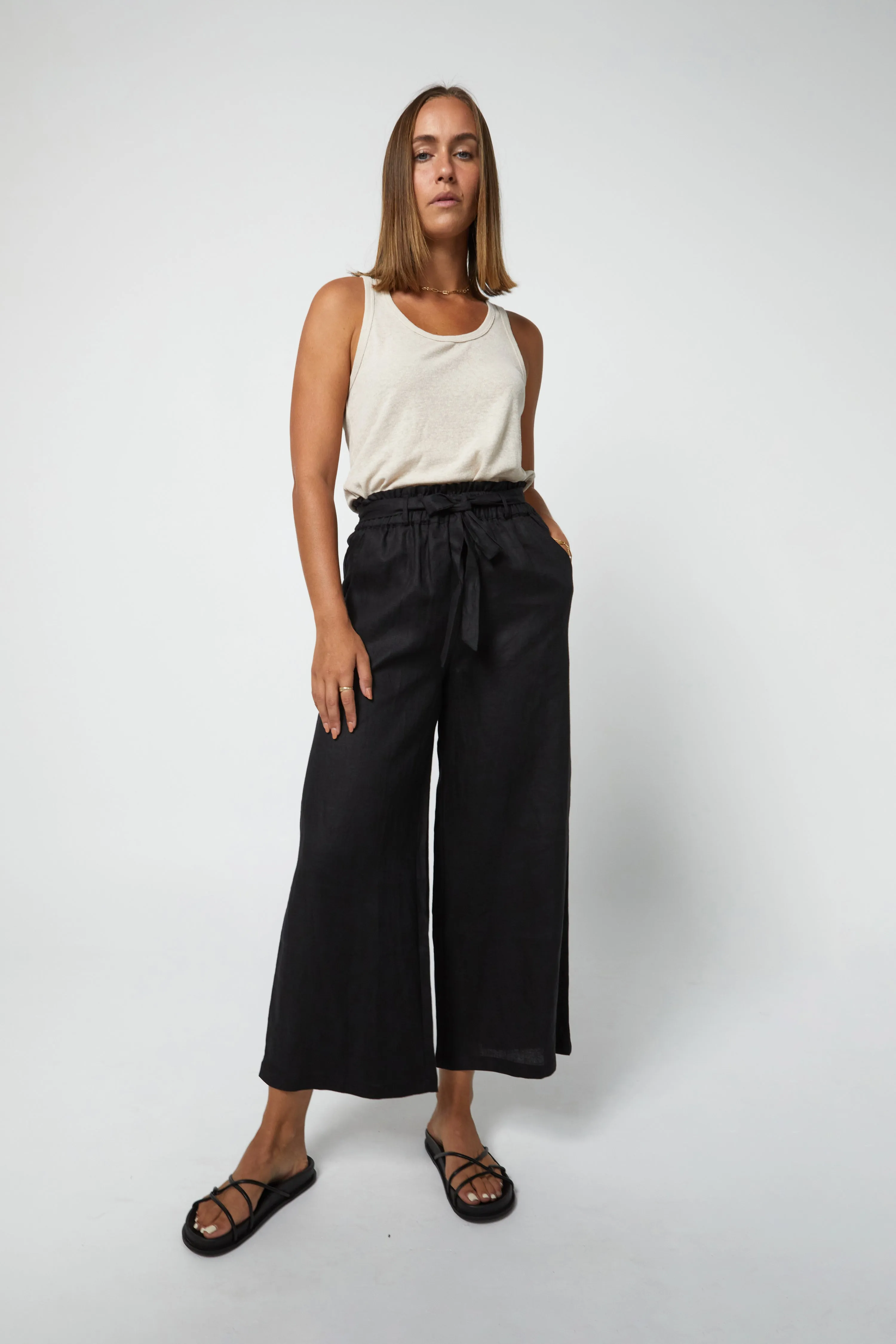 TYLER LINEN PANT - BLACK