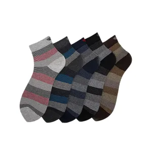 Young Wings Men's Multi Colour Cotton Fabric Design Ankle Length Socks - Pack of 5, Style no. 2728-M1