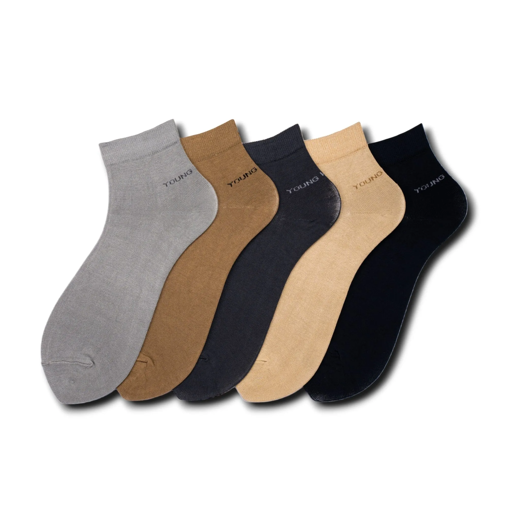 Young Wings Men's Multi Colour Cotton Fabric Solid Ankle Length Socks - Pack of 5, Style no. M1-295-001 N